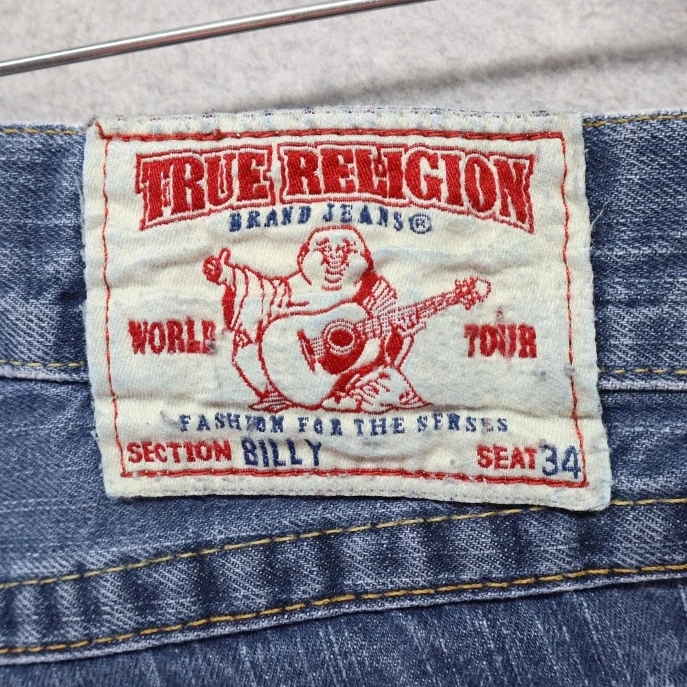 True Religion Jeans Mens 32 Billy Relaxed Bootcut‎ Flap Pocket Cotton Denim Blue